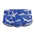 Men's blue swim trunks with crane and cloud print, elastic quick-dry square leg swimsuit - M / Crane Blue