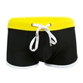 Maillot de bain boxer pour homme noir et jaune avec cordon de serrage blanc - M / Noir