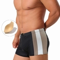 Maillot de bain homme haute élasticité avec bandes latérales et coussinets amovibles - M / Noir (Avec Bonnet)