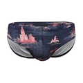 Herren Badeslip in Marineblau mit orientalischem Illustrationsprint und Gummibund - M / 705 Japanischer Stil