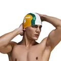 Cuffia da nuoto in silicone a tre colori per adulti con stampa SUPER 6 giallo e verde - Giallo (SUPER 6)