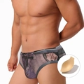 Maillot de bain sexy pour hommes imprimé denim avec détail billet et coussinet amovible - M / Marron avec Coussinet