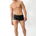 Herren Badehose in Schwarz mit schmalem Schnitt, Kordelzug am Bund und Logo-Detail - M / Schwarz
