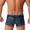 Bóxer para hombre con estampado vaquero realista y detalle creativo de bolsillo con billetes - M / Denim Azul Oscuro
