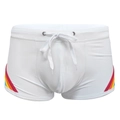 Maillot de bain blanc pour hommes avec bandes arc-en-ciel et cordon de serrage à la taille - M / Blanc