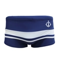 Maillot de bain boxer homme bleu marine avec taille basse et motif ancre nautique blanc - M / Bleu foncé