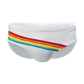 Maillot de bain blanc pour hommes avec rayures arc-en-ciel et taille élastique - M / Blanc