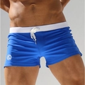 Maillot de bain homme bleu roi à taille basse avec cordon blanc et logo imprimé - M / Bleu Ciel