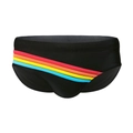 Slip de bain noir pour hommes avec rayures arc-en-ciel en tissu extensible - M / Noir