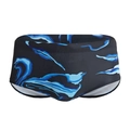 Herren Kastenbadehose mit blauem abstraktem Wellenmuster auf schwarzem Stoff - M / Blaue Wolke Boxerschnitt (Dunkelblau Mehrfarbig)