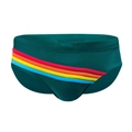 Maillot de bain homme vert foncé avec rayures arc-en-ciel et coupe ajustée - M / Vert Foncé