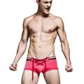 Sexy heren boxershort in koraalroze met uniek vetersysteem en grijze elastische tailleband - L / Rood