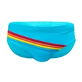 Maillot de bain bleu ciel pour hommes avec rayures arc-en-ciel et tissu extensible - Bleu lac