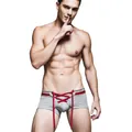 Sexy graue Herren-Boxershorts mit roter Schnürung vorne und elastischem Super Body Taillenbund - Grau