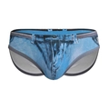 Bañador sexy para hombre con estampado creativo de denim 3D y bordes elásticos grises - M / Azul