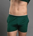 Dunkelgrüne Modal-Boxershorts für Herren in schmaler Passform für bequeme Homewear - M / Dunkelgrün