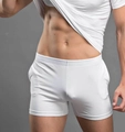 Herren Modal-Shorts in Weiß mit elastischem Bund für bequeme Nachtwäsche und Sport - M / Weiß