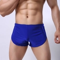 Boxer homme en soie glacée bleu roi avec fentes latérales et tissu respirant - Bleu Royal
