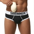 Slip homme en coton noir avec ceinture à logo blanc et rembourrage amovible en mousse de bonnet - M / Noir