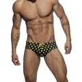 Slip de bain homme avec imprimé étoile jaune et cordon de serrage en noir et jaune - M / Noir