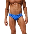 Men's sky blue quick-dry swim bikini briefs with elastic waist and drawstring detail - Blue