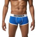 Détail du boxer bleu pour homme avec poche ergonomique et ceinture élastique blanche - S / Bleu