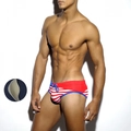 Maillot de bain homme rayé style nautique rouge et blanc avec rembourrage amovible - M / Rouge