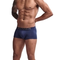 Detailed view of high-quality navy blue cotton boxer briefs with elastic SEEINNER waistband - M / Dark Blue