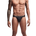 Detalle de tanga negra para hombre en algodón con cinturilla elástica de marca y corte bajo - M / Negro