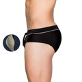 Slip da nuoto nero da uomo con mesh, coulisse regolabile e coppa rimovibile - M / Nero
