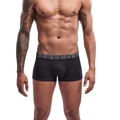 Men's black cotton boxer briefs with ergonomic 3D pouch and white branded waistband - M / Black