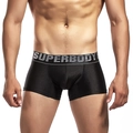 Herren Boxer-Shorts aus schwarzem Nylon mit elastischem silbernem Logogürtel - M / Schwarz