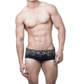 Herren Badehose in Schwarz mit goldenem Barockmuster am Bund und schmaler Passform - M / Schwarz
