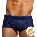 Men's loose fit navy blue swimming trunks with comfortable removable sponge cup pad - 3XL / Dark Blue with Cup