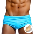 Men's sky blue loose swim trunks with removable foam padding and U-convex design - 3XL / Royal Blue with Cup Pad