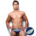 Herren Badehose in Dunkelblau mit gestreiftem Bund und herausnehmbarem Schwamm-Cup - M / Dunkelblauer Stil (UXH025-1)
