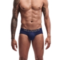 Men's solid navy blue low-rise cotton briefs with wide elastic waistband and u-convex pouch - M / Dark Blue