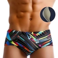 Maillot de bain homme avec imprimé géométrique et coque de protection interne - M / Noir Avec Bonnet