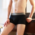Men's seamless ice silk boxer briefs with wide elastic waistband in business black - M / Black