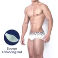 Herren Badehose in Weiß mit Pixel-Muster und herausnehmbarem Schwamm-Einsatz - M / Weißer Pixel-Druck (Mit Cup)