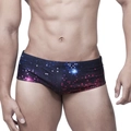 Herren Badehose mit niedrigem Bund, buntem Pixelmuster und elastischer Passform - M / Licht-Pixel-Raster