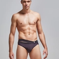 Maillot de bain homme violet foncé avec une taille croisée unique à double épaisseur - L / café