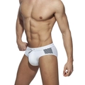 Slip de bain blanc pour homme avec motif géométrique et cordon de serrage réglable - M / Blanc