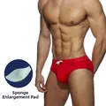 Maillot de bain homme rouge taille basse avec cordon blanc et rembourrage amovible - M / Rouge Avec Rembourrage