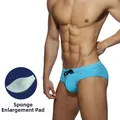 Maillot de bain bleu ciel pour hommes avec cordon noir et rembourrage amovible - M / Bleu Clair Avec Coque