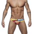Herren-Badeslip mit tiefem Bund und lebhaftem Pop-Art-Comic-Druck in modernem Design - M / Gelb