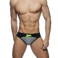 Herren-Badeslip mit Mosaikdruck, neongrüner Kordelzug und gepolstertem Front-Cup - M / Schwarz