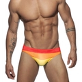 Slip da nuoto sexy da uomo a strisce arcobaleno con taglio a vita bassa per la spiaggia - M / Arcobaleno