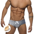 Herren Badehose mit Farbverlauf-Punkten, Kordelzug und herausnehmbarer Polsterung - M / Mit Cup / Schwarz