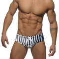 Stylische Herren Badehose mit klassischen schwarzen Punkten und weißem Kordelzug - M / Schwarz